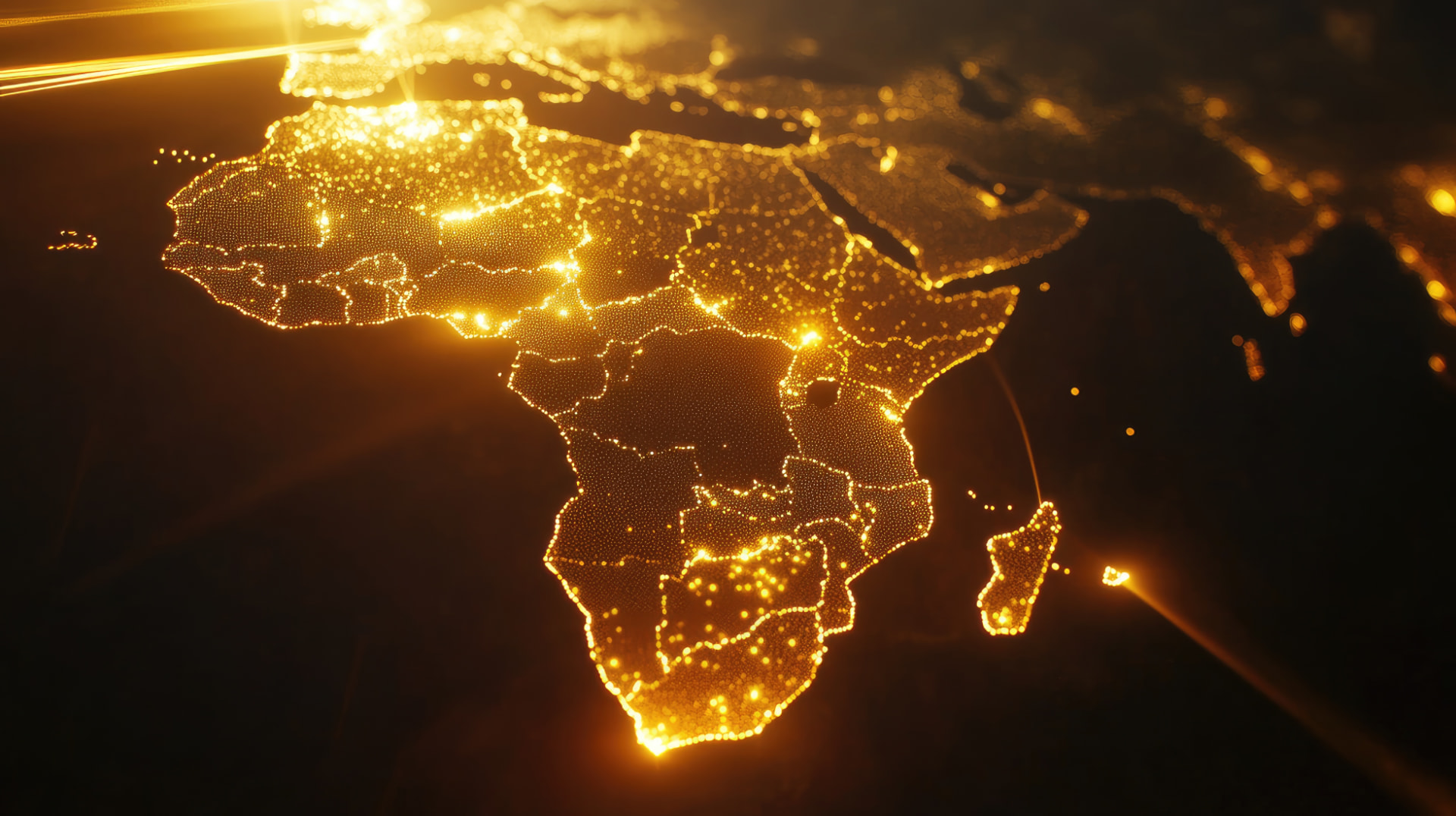 Carte de l'Afrique illuminée